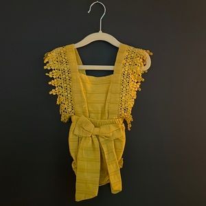 Hazel & Bo Gemma Lace Baby Yellow Romper size 70 (3 months)